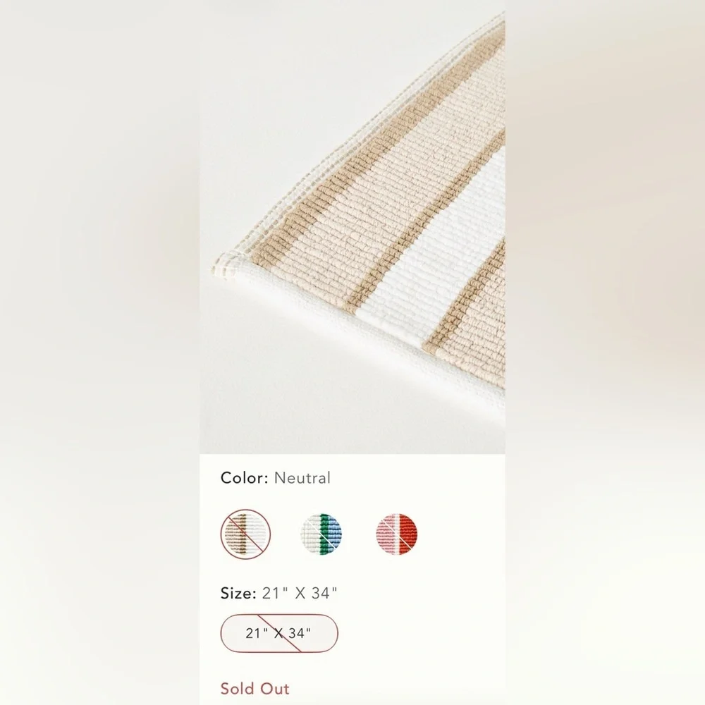 Anthropologie Tufted Sutton Cotton Stripe Bath Mat NEW